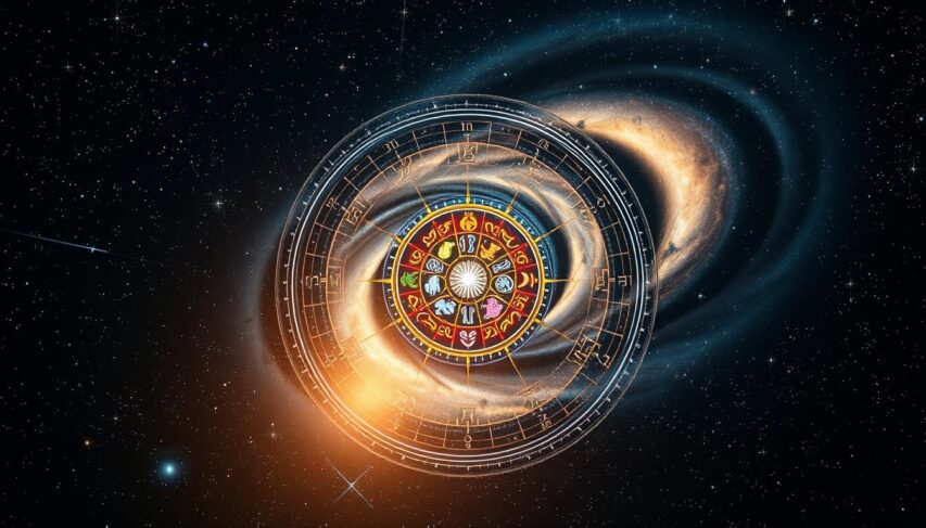 Astrological analysis: a celestial canvas depicting the night sky, filled with twinkling stars and the majestic silhouettes of planets and constellations. In the foreground, a detailed zodiac wheel shines with the symbols of the 12 signs, each radiating its unique energy and personality. Soft, warm lighting casts a mystical glow, creating an atmosphere of introspection and self-discovery. The middle ground features a swirling galaxy, its nebulae and cosmic dust swirling in mesmerizing patterns. In the background, the inky blackness of the universe stretches out, hinting at the boundless mysteries of the astral realm. This harmonious composition invites the viewer to explore the depth and nuance of the astrological universe. Astrological analysis: a celestial canvas depicting the night sky, filled with twinkling stars and the majestic silhouettes of planets and constellations. In the foreground, a detailed zodiac wheel shines with the symbols of the 12 signs, each radiating its unique energy and personality. Soft, warm lighting casts a mystical glow, creating an atmosphere of introspection and self-discovery. The middle ground features a swirling galaxy, its nebulae and cosmic dust swirling in mesmerizing patterns. In the background, the inky blackness of the universe stretches out, hinting at the boundless mysteries of the astral realm. This harmonious composition invites the viewer to explore the depth and nuance of the astrological universe.